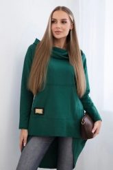 Bluza z długim tyłem i kapturem zielona. Zielone bluzy KESI, l, bez wzorów, z bawełny, bez ramiączek. Za 229.98 zł.