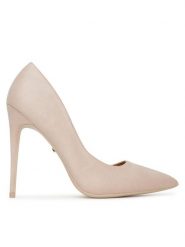DeeZee Szpilki DZ0023 Beżowy. Brązowe szpilki DeeZee, bez wzorów, z materiału, bez obcasa, na szpilce, bez zapięcia. Za 129.99 zł.