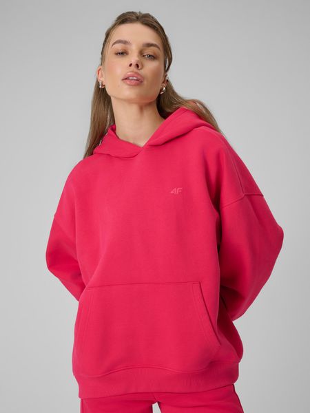 4F Bluza dresowa loose z kapturem damska - czerwona M. Czerwone bluzy 4f, m, bez wzorów, z dresówki, bez ramiączek, z kapturem. Za 199.99 zł.