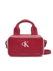 Calvin Klein Torebka Contrast Ck Mini Bauletto Bag LV04F1257G Bordowy. Czerwone torebki klasyczne Calvin Klein, bez wzorów, ze skóry, bez dodatków. Za 369.99 zł.