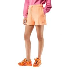 Spodenki damskie Lacoste. Brązowe szorty sportowe Lacoste, z aplikacjami, z dzianiny, z podwyższonym stanem. Za 327.00 zł.