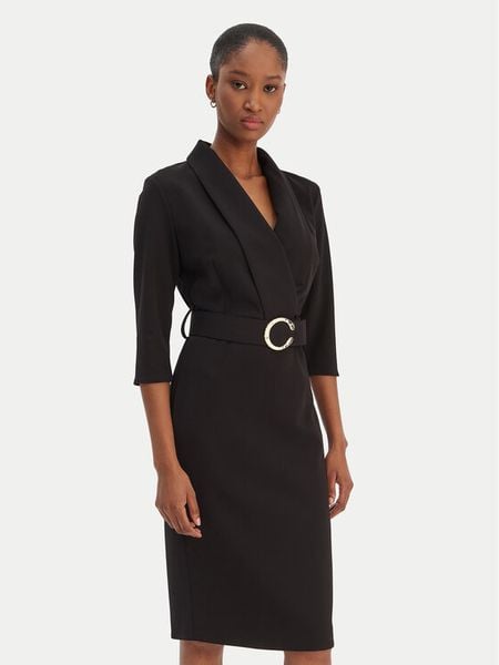 Rinascimento Sukienka koktajlowa CFC0126777003 Czarny Slim Fit. Czarne sukienki Rinascimento, s, bez wzorów, z syntetyku, wizytowe, bez kołnierzyka, bez ramiączek. Za 489.99 zł.