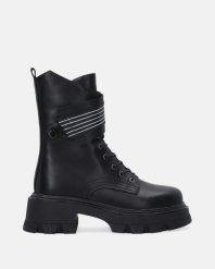 CZARNE WORKERY DAMSKIE 53C0527 BLACK. Czarne botki Venezia, bez wzorów, ze skóry, bez obcasa, bez zapięcia. Za 369.00 zł.