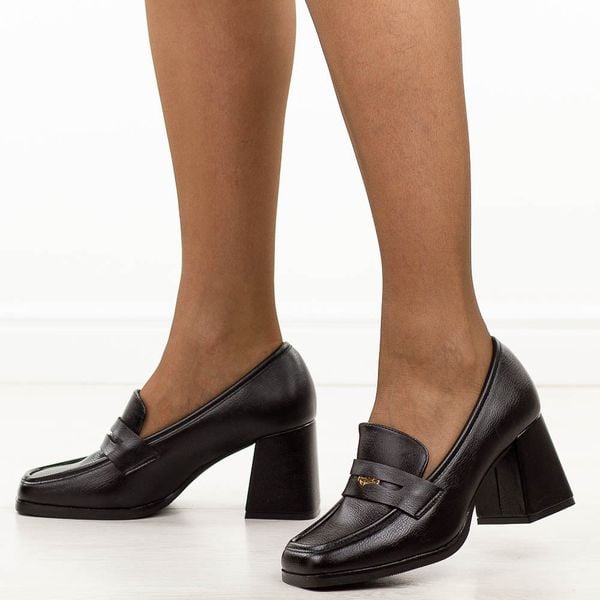 Czarne mokasyny damskie na słupku Potocki 12710. Czarne mokasyny POTOCKI, bez wzorów, z jeansu. Za 179.00 zł.