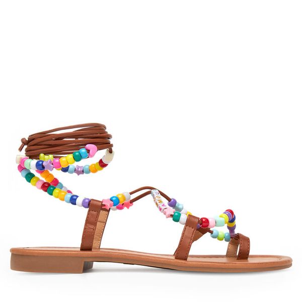 Sandały DeeZee. Brązowe sandały DeeZee, bez wzorów, bez obcasa, na płaskiej podeszwie, bez zapięcia. Za 139.99 zł.