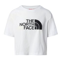 Koszulka sportowa damska The North Face Cropped Easy Tee. Białe t-shirty sportowe The North Face, bez wzorów, z bawełny, bez ramiączek, trekkingowe. Za 242.00 zł.