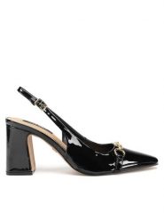 Nine West Sandały PD0023-01 Czarny. Czarne sandały Nine West, bez wzorów, z materiału, bez obcasa, na słupku, bez zapięcia. Za 249.99 zł.