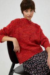 United Colors of Benetton sweter z domieszką wełny damski kolor czerwony. Czerwone swetry United Colors Of Benetton, m, bez wzorów, z wełny, bez ramiączek. W wyprzedaży za 222.99 zł.