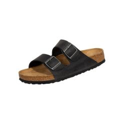 Klapki unisex Birkenstock Arizona. Czarne klapki Birkenstock, bez wzorów, z materiału, sportowe, bez obcasa, bez zapięcia. Za 459.00 zł.