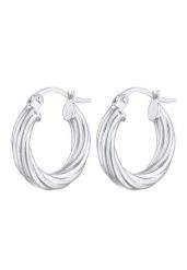 Elli Damskie kolczyki kreole skręcone ze srebra próby 925 Sterling Silver Kolczyki koła 1 ct. Szare kolczyki Elli, srebrne. Za 178.99 zł.