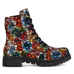 Botki Rieker. Botki Rieker, bez wzorów, bez obcasa, na płaskiej podeszwie, bez zapięcia. Za 295.00 zł.