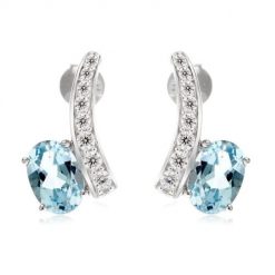 NINA Srebrne kolczyki z blue topaz sztyft. Niebieskie kolczyki Braccatta, z cyrkonią, metalowe. Za 329.00 zł.