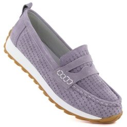 Skórzane mokasyny zamszowe purpurowe Sergio Leone SP009. Fioletowe mokasyny Sergio Leone, bez wzorów, ze skóry. Za 159.99 zł.