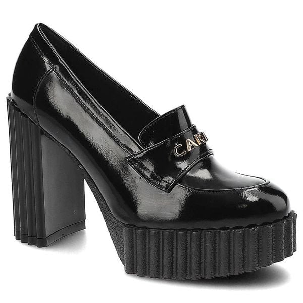 Czarne Półbuty Carinii Eleganckie Skórzane Buty Damskie. Czarne półbuty wsuwane Carinii, bez wzorów, ze skóry, eleganckie, bez obcasa, na platformie. Za 619.00 zł.
