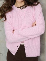 Prążkowany sweter - różowy. Czerwone swetry Sinsay, l, bez wzorów, prążkowane, bez ramiączek. Za 49.99 zł.