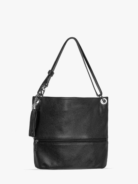 Czarna torebka z frędzlem. Czarne torebki klasyczne Ryłko, bez wzorów, ze skóry, bez dodatków. Za 329.99 zł.