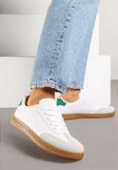Białe Sneakersy Tenisówki Ozdobione Perforacją Reissara. Białe buty sportowe lifestyle Renee, bez wzorów, z jeansu, eleganckie, bez zapięcia. W wyprzedaży za 75.99 zł.