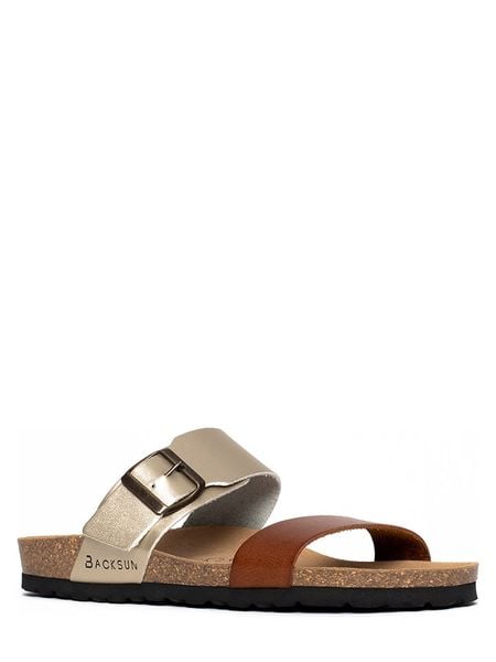BACKSUN Klapki w kolorze złoto-jasnobrązowym rozmiar: 39. Brązowe klapki Backsun, bez wzorów, z materiału, klasyczne, z otwartym noskiem, bez obcasa, bez zapięcia. Za 132.05 zł.