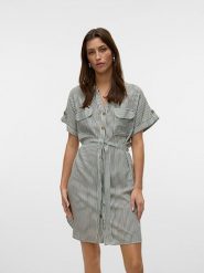 Vero Moda Sukienka w kolorze antracytowo-białym rozmiar: XL. Białe sukienki Vero Moda, na co dzień, s, bez wzorów, z tkaniny, klasyczne, bez kołnierzyka, bez ramiączek, midi, proste. Za 114.17 zł.