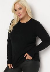 Czarny Sweter z Przeszyciami Maialle. Czarne swetry Born2be, l, bez wzorów, klasyczne, bez ramiączek. W wyprzedaży za 84.99 zł.