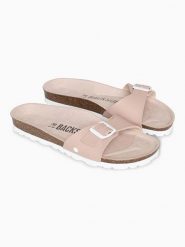 BACKSUN Klapki "Paris" w kolorze beżowym rozmiar: 40. Brązowe klapki Backsun, bez wzorów, klasyczne, z otwartym noskiem, bez obcasa, bez zapięcia. Za 144.92 zł.