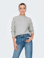 ONLY Sweter w kolorze szarym rozmiar: L. Szare swetry ONLY, l, bez wzorów, z wełny, bez ramiączek. Za 96.83 zł.