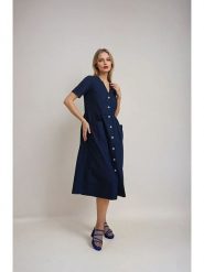 Monki Sukienka w kolorze granatowym rozmiar: 40. Niebieskie sukienki Monki, bez wzorów, bez kołnierzyka, bez ramiączek, midi. Za 74.46 zł.