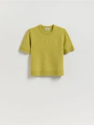 Wełniany sweter - zielony. Zielone swetry Reserved, l, bez wzorów, z wełny, bez ramiączek. Za 139.99 zł.