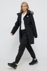 The North Face Parka damska kolor czarny przejściowa. Czarne płaszcze The North Face, m, bez wzorów, bez kaptura. W wyprzedaży za 1,079.90 zł.