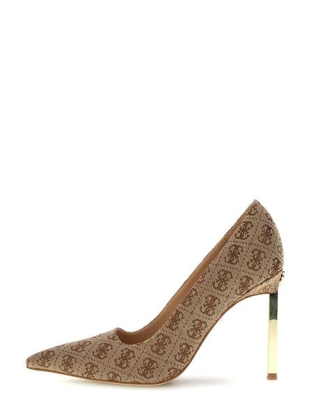 Guess Szpilki FLFCE2 FAL08 Beżowy. Brązowe szpilki Guess, z aplikacjami, bez obcasa, na szpilce, bez zapięcia. Za 634.99 zł.
