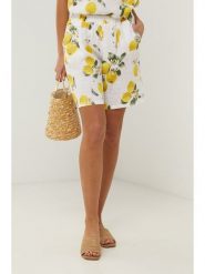 Le Monde du Lin Lniane szorty w kolorze biało-żółtym rozmiar: 34/36. Białe szorty Le Monde du Lin, bez wzorów, ze lnu, klasyczne. Za 100.99 zł.