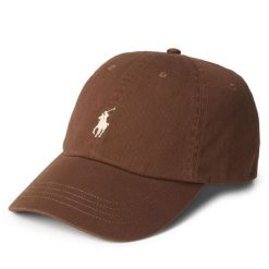 Czapka z daszkiem Polo Ralph Lauren. Brązowe czapki z daszkiem Polo Ralph Lauren, bez wzorów. Za 269.99 zł.
