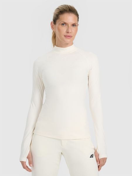 4F Bielizna termiczna ocieplana (góra) damska - biała S. Biała bielizna termoaktywna damska 4f, bez wzorów, z polaru, bez ramiączek, narciarskie. Za 129.99 zł.