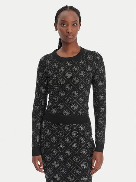 Guess Sweter W6RR66 Z3JD2 Czarny Regular Fit. Czarne swetry Guess, s, z aplikacjami, z syntetyku, bez ramiączek. Za 319.99 zł.