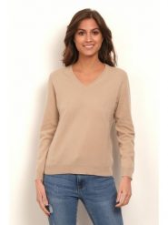 Soft Cashmere Kaszmirowy sweter w kolorze beżowym rozmiar: 34/36. Brązowe swetry Soft Cashmere, bez wzorów, z kaszmiru, klasyczne, bez ramiączek. Za 260.99 zł.