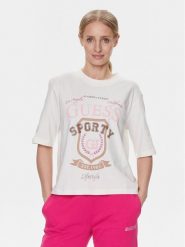 Guess T-Shirt V4RI07 K8FQ4 Biały Boxy Fit. Białe t-shirty Guess, xs, z aplikacjami, z bawełny, bez kołnierzyka, bez ramiączek. Za 99.99 zł.