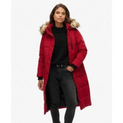Długi płaszcz z futerka sztucznego Everest od SUPERDRY. Czerwone płaszcze Superdry, bez wzorów, eleganckie, bez kaptura. W wyprzedaży za 691.45 zł.