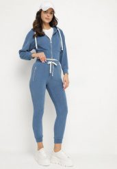 Niebieski Bawełniany Komplet Dresowy Bluza z Kapturem i Spodnie ze Sznurkiem Hariven. Niebieskie bluzy Born2be, m, bez wzorów, z bawełny, z kapturem, trekkingowe. W wyprzedaży za 127.49 zł.