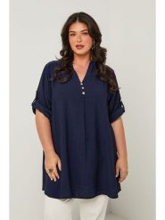 Curvy Lady Tunika w kolorze granatowym rozmiar: 48/50. Niebieskie tuniki Curvy Lady, bez wzorów, klasyczne, bez kołnierzyka, bez ramiączek. Za 136.78 zł.