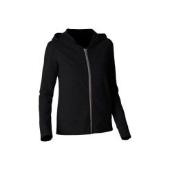 Bluza na zamek z kapturem Gym & Pilates 100 damska. Czarne bluzy DOMYOS, xl, bez wzorów, z bawełny, bez ramiączek, z kapturem. Za 64.99 zł.