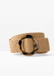 Pasek do noszenia w talii w optyce słomkowego. Brązowe paski bonprix, bez wzorów. Za 74.99 zł.
