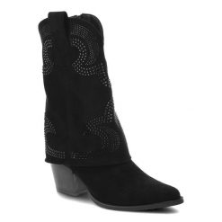 Czarne Kozaki S.Barski Eleganckie Kowbojki Damskie. Czarne kozaki S.BARSKI, z aplikacjami, eleganckie, bez obcasa, na obcasie, bez zapięcia. Za 206.99 zł.
