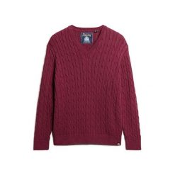 Oversize sweter w splotami z dekoltem w serek dla kobiet Superdry. Zielone swetry Superdry, m, bez wzorów, z bawełny, eleganckie, bez ramiączek. Za 274.75 zł.