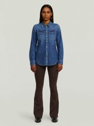 G-Star Koszula dżinsowa w kolorze niebieskim rozmiar: XS. Niebieskie koszule G-Star, xs, bez wzorów, z bawełny, retro, bez kołnierzyka, bez ramiączek. Za 339.95 zł.