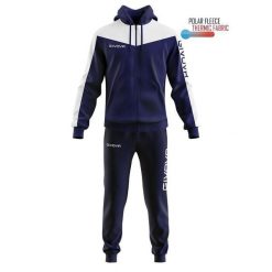 Dres Givova Roma z kapturem polar fleece. Białe bluzy z polaru Givova, bez wzorów, z dresówki, do piłki nożnej. Za 261.99 zł.