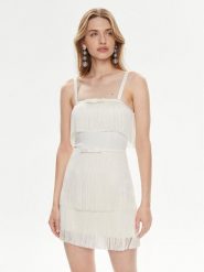 Elisabetta Franchi Sukienka koktajlowa AB-635-42E2 Biały Regular Fit. Białe sukienki Elisabetta Franchi, bez wzorów, z syntetyku, wizytowe, bez kołnierzyka, bez ramiączek. Za 1,249.00 zł.