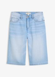 Lekkie bermudy jeansowe ze średnim stanem. Niebieskie jeansy bonprix, bez wzorów, z jeansu. Za 107.99 zł.