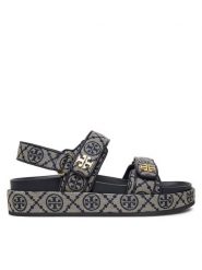 Tory Burch Sandały T Monogram Kira Sport 155154 Szary. Szare sandały Tory Burch, bez wzorów, z materiału, sportowe, bez obcasa, na płaskiej podeszwie, bez zapięcia. Za 1,569.00 zł.