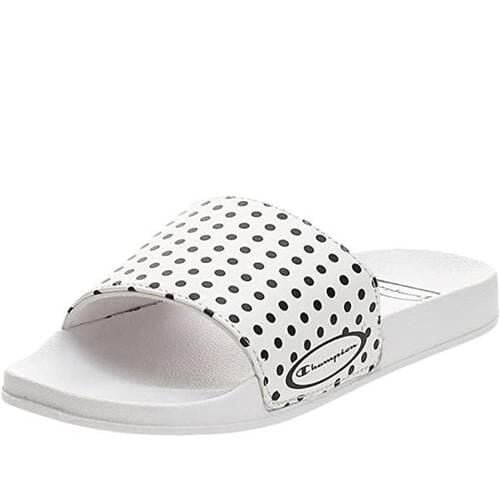 Klapki damskie Champion Ibiza Slide. Białe klapki Champion, bez wzorów, z materiału, bez obcasa, bez zapięcia. Za 47.40 zł.