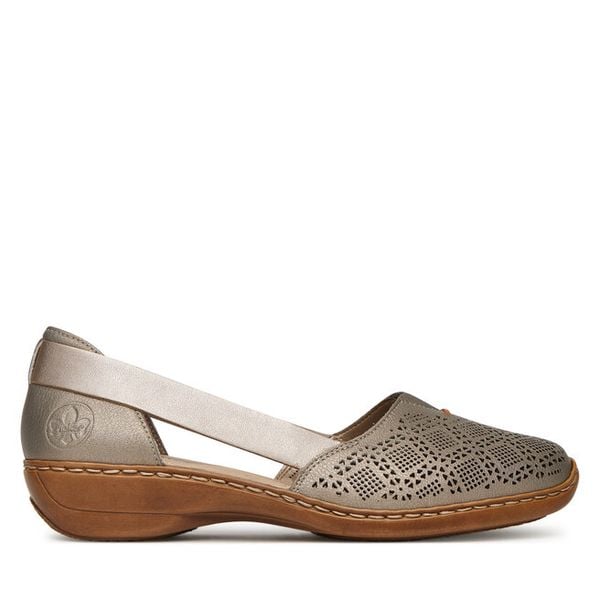 Półbuty Rieker. Brązowe półbuty wsuwane Rieker, bez wzorów, bez obcasa, na płaskiej podeszwie. Za 319.99 zł.